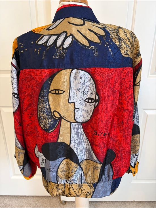 Jackets & Blazers - Vintage Picasso Bold Red Multi-Color Abstract Blazer